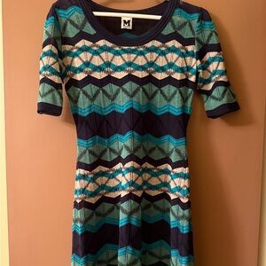 Missoni Blue and Green Zigzag Midi Dress